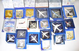 Twenty Gemini Jets mostly 1:400 scale diecast model aeroplanes to include United Boeing 737-300,