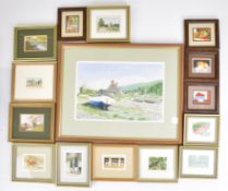 Twelve Eric J Morton watercolours, the largest Porlock Weir, Somerset, signed and dated lower right,