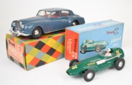 Two Tri-ang Minic 1:20 scale battery operated cars comprising Vanwall racing car and Rolls-Royce