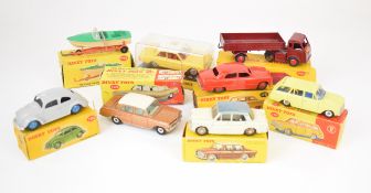 Eight vintage Dinky Toys diecast model cars and similar comprising Vauxhall Victor Estate 141,
