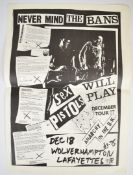 Sex Pistols - 'Never Mind the Bans' double sided tour poster, Dec 18 1977, Wolverhampton Lafayettes,