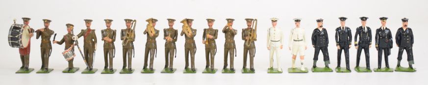 Nineteen Britains painted metal soldiers comprising Band of the Line Service Dress set number 1290