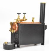 Stuart 501 copper live steam boiler with 0-80psi pressure gauge, safety valve, water level gauge and
