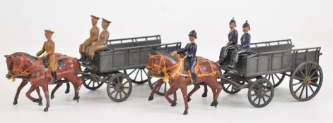 Two Britains horse drawn supply wagons comprising Army Supply Corps sets 146 and 146A.