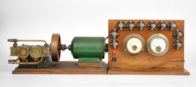 Stuart Score live steam twin cylinder engine generating plant comprising engine driving Electrolux