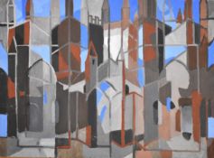 Toby Mulligan (contemporary British, born 1969) oil on canvas abstract architectural study with