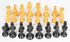 Staunton style boxwood and ebony chess set, height of king 6.5cm.