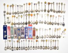 Approximately one hundred collector's souvenir silver plated tea spoons to include Las Vegas,