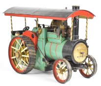 Approximately 1 inch scale live steam showman's or similar traction engine, with spirit fired boiler