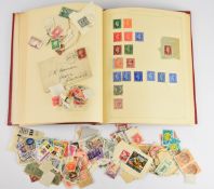 The Simplex blank album with a 1d red plate number collection, together with other world stamps