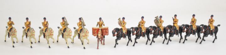 Britains 1st Life Guards Band, set number 101, comprising twelve painted metal mounted musicians