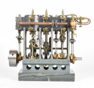 Stuart triple expansion live steam marine engine, with drain cocks to all cylinders wheel operated