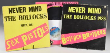 Three Sex Pistols LPs comprising two copies of Never Mind The Bollocks one being a picture disc