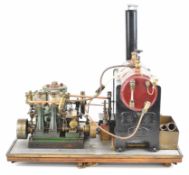 Stuart D10 twin cylinder live steam plant, the twin cylinder engine with Stephenson's link reversing