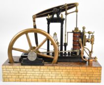 Tubal Cain Mary live steam beam engine with spoked flywheel, feed water pump and working governor,