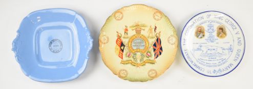 Commemorative ware including George V Darlington Ox Roast, Boer War plate and a Uley Blue 1862 White