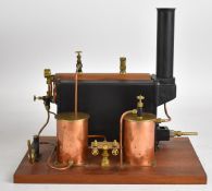 Stuart 501 copper live steam boiler with 0-100psi pressure gauge, safety valve, water level gauge