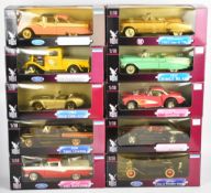 Ten Road Signature 1:18 scale diecast model American cars to include Cadillac Coupe de Ville, Ford
