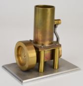 Unusual live steam or similar engine with inverted cylinder and rotary valve to base, overall height