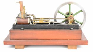 Stuart Victoria live steam single cylinder mill engine with displacement lubricator, on wooden