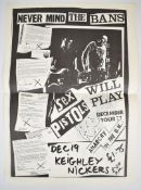 Sex Pistols - 'Never Mind the Bans' double sided tour poster, Dec 19 1977, Keighley Nickers, 42 x