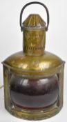 Ships 'Port' brass navigation lamp converted to electricity, H58cm