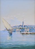 Vincenzo D'Esposito (Maltese, 1886-1946) maritime watercolour Grand Harbour, Valletta, Malta, signed