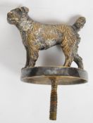 Vintage car mascot in the form of a terrier or similar, length 7.5cm