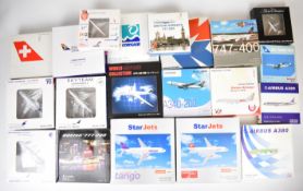 Twenty 1:200 and 1:400 scale diecast model aeroplanes by Dragon, Herpa, Star Jets and similar with