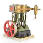 Stuart D10 twin cylinder live steam engine with spoked flywheel, cylinder drain cocks and