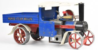 Mamod SW1 live steam wagon with blue painted body, length 40cm