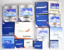 Fifteen Gemini Jets 1:400 scale diecast model aeroplanes to include Southwest Airlines 737-700,