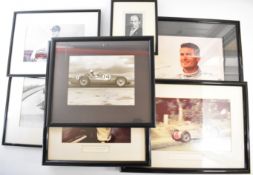 Six signed motor racing interest photographs comprising Michael Schumacher, David Coulthard, Louis