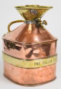 Chekpump copper and brass vintage car interest one gallon petrol measure, height 28cm