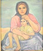Christina Brooke portrait of a woman and child, monogrammed lower right, 59 x 48cm, in painted
