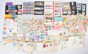 A small quantity of stamps and covers in five cigar boxes including three 1d reds on covers (some