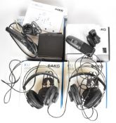 AKG microphones and headphones comprising P120 condenser mic, WMS40 mini vocal set and two K52