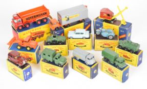 Twelve Matchbox diecast model cars comprising numbers 4, 7, 17, 38, 54, 61, 62, 68, 69, M-2, M-4 and