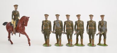 Britains Territorial Infantry set number 160, first version with oval bases, comprising six