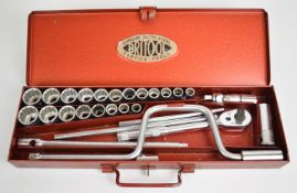 Britool vintage ½ inch drive socket set containing Whitworth and A/F sockets
