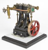 Stuart D10 twin cylinder live steam engine with spoked flywheel and displacement lubricator,