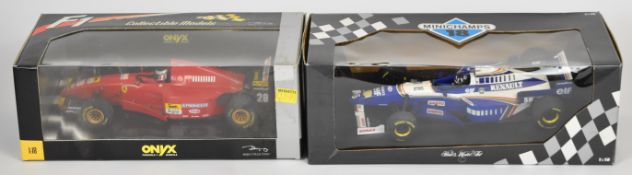 Two 1:18 scale diecast model Formula 1 'F1' cars comprising Paul's Model Art Minichamps Williams