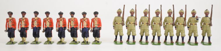 Sixteen Britains painted metal soldiers, comprising Indian regiments 12th Frontier Force set 1621