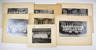 Seven large format team photographs for Gloucester, Gloucester United and Gloucestershire Rugby