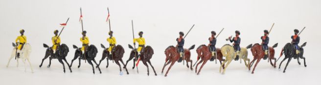 Ten Britains painted metal soldiers comprising mounted Indian regiments Bengal Lancers set number 46