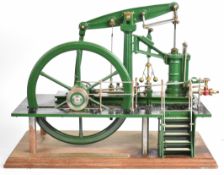 Bernard Walker live steam model of a Sanderson beam engine, with fluted column support and