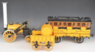 Hornby 3½ inch gauge live steam gas fired model Stephenson's Rocket locomotive, tender and passenger
