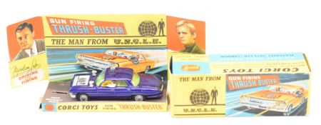 Corgi Toys diecast model The Man From UNCLE Gun Firing 'Thrush-Buster' with blue body, lemon