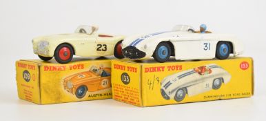 Two Dinky Toys diecast model racing cars comprising Austin-Healey '100' Sports 109 and Cunningham