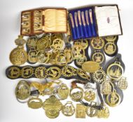 Approximately fifty horse brasses including Harlech Castle, Red Lion London, St. Mellons Show